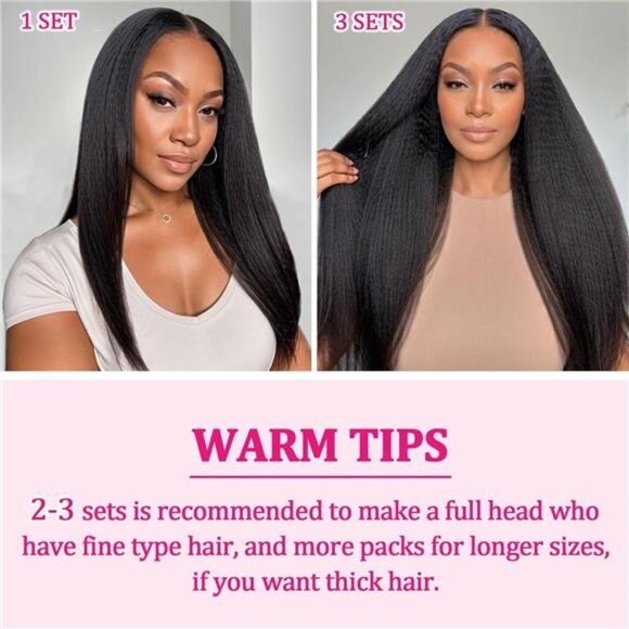 Clip in Hair Extensions Real Human Hair 20 Inch 8Pcs 120g Kinky Straight Clip - Picture 6 of 7